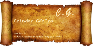 Czinder Géza névjegykártya